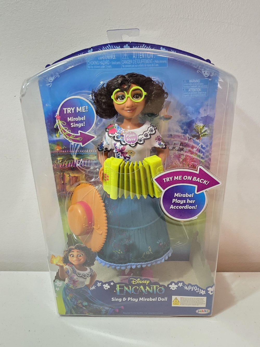 Disney Encanto Mirabel Fashion Doll With Neon Green Accordion and Yellow Hat NIB